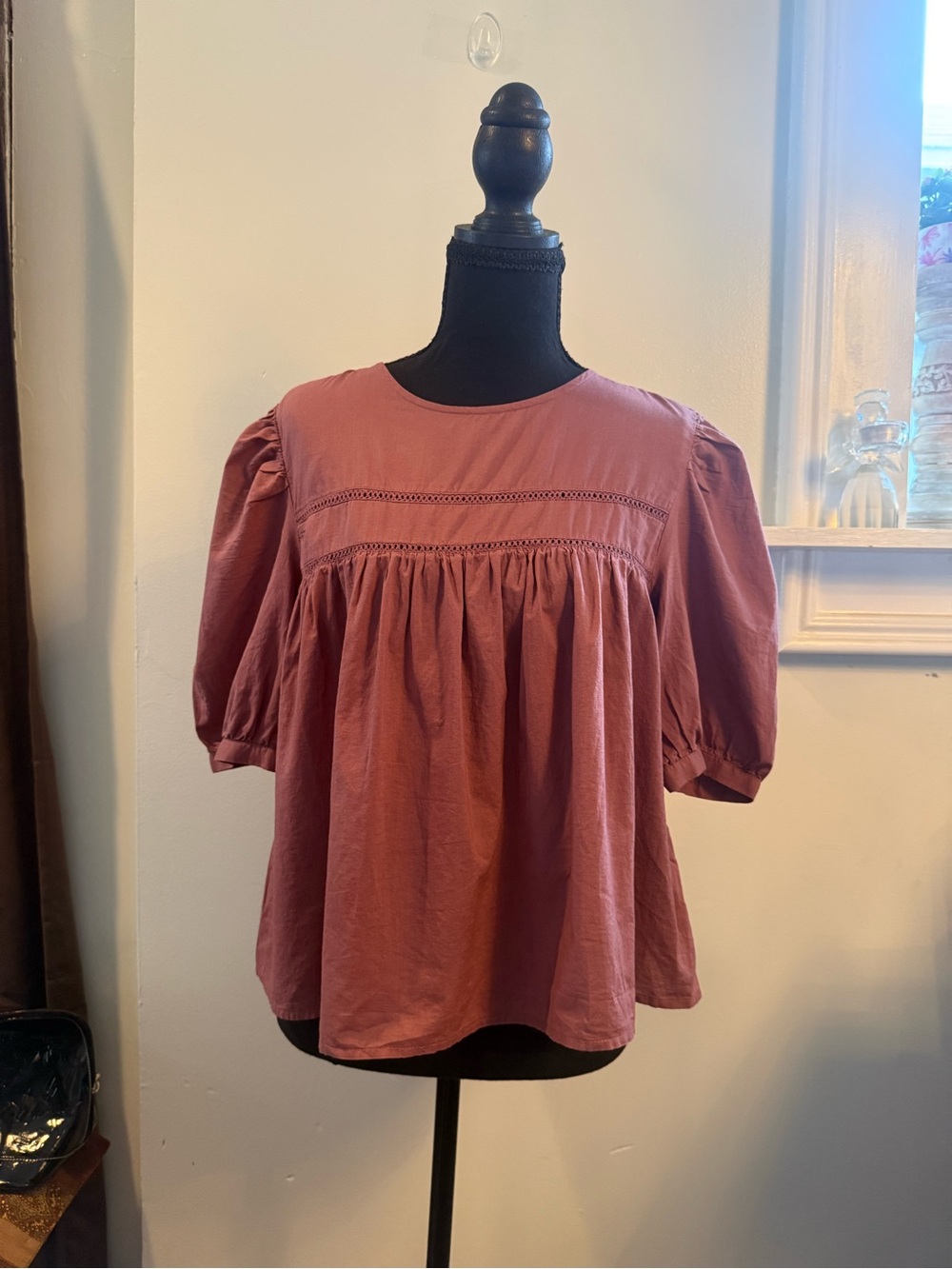 Melrose and Market Dusty Rose Puff Sleeve Babydoll Top